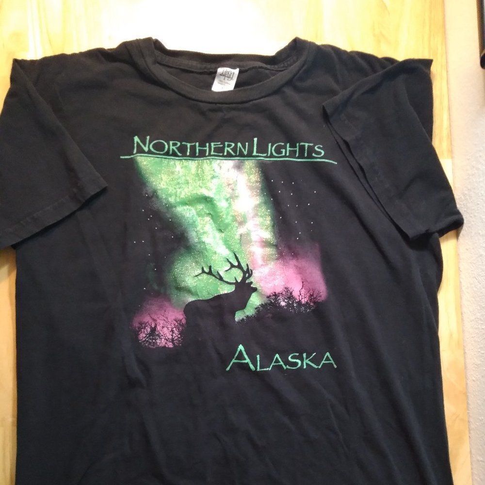 Vintage Northern Lights Alaska Deer Buck T-Shirt - Picture 2 of 8